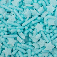Lichtblauwe sprinklesmix met sterretjes, stokjes en bolletjes 76 g - PME