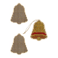 Houten borduurfiguur van een klok van 8 x 6,4 cm - 3 stuks