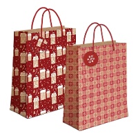 Geschenktas 23 x 18 x 10 cm kraft sneeuwontwerp - 1 stuk