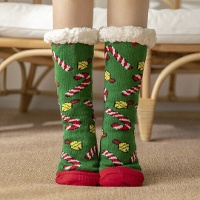 Groene kerstsokken met lamswol - 1 paar