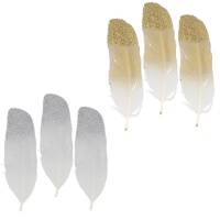 Decoratieve veren met glitterverloop - 6 stuks