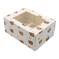 Doos voor 6 cupcakes Osito Baby - set van 2