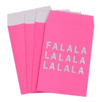 Roze Papieren Zakjes 8 x 12 cm - 4 Stuks
