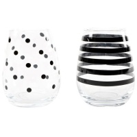 Glas van 420 ml met strepen of stippen - 1 stuk