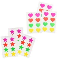 Neonkleurige vormstickers van 2,5 cm - 4 vellen