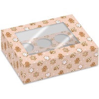 Doos voor 6 cupcakes met gemberkoekmannetje - 2 stuks