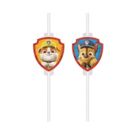 Paw Patrol papieren rietjes - 4 stuks