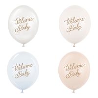 Globos de látex de Welcome Baby de 30 cm - 50 unidades