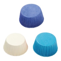Cupcake vormpjes blauw, marineblauw en wit - Decora - 75 stuks