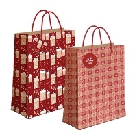 Geschenkzak van 14 x 11,5 x 6,7 cm in kraft met sneeuwontwerp - 1 stuk