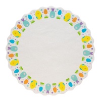 Papieren doilies 30 cm met kuikentjes - 10 stuks