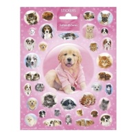 Stickers van puppy's en kittens - 1 vel