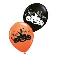 Pompoen latex ballonnen met Halloween hoedje van 30 cm - 6 stuks