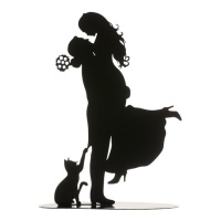 Bruidstaart figuur silhouet bruidspaar met kat van 18 cm