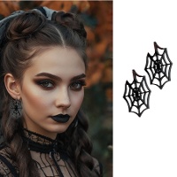 Zwarte spinnenweb oorbellen - 1 paar