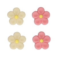 Roze en witte madeliefjes marsepein figuren - FunCakes - 12 stuks