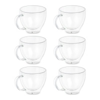 Set van 6 borosilicaatglas koffiekopjes - 140 ml elk