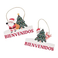 Kerstman Welkom Hanger van 18,5 x 12,5 cm