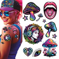 Tijdelijke tatoeages - psychedelische paddenstoelen