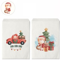 Kerst Vintage Cadeauzakjes 13 x 16 x 0,5 cm met Stickers - 10 Stuks