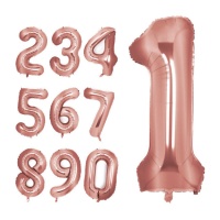 Roze gouden nummerballon van 1 m - 1 stuk