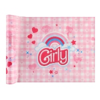 Roze girly tafelloper van 30 cm - 5 m