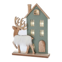 Huis en Rendier Figuur met Led