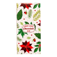 Doos voor chocoladereep met kerstbloemmotief 16 x 7,5 x 2,5 cm - 5 stuks