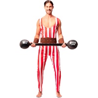 Rood-wit sterkeman kostuum voor heren