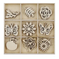 Houten uitgestanste lente figuren - 27 stuks