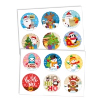 Mini eetbare wafelschijfjes met kerstthema, 5,8 cm - 12 stuks