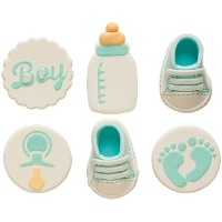 Suikerfiguren babyshower jongen - Decora - 6 stuks