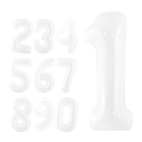 Wit nummerballon van 1 m - 1 stuk