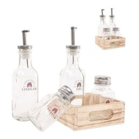 Set van olie-en azijnflessen met zout- en pepervaatjes Farm House - 4 delen