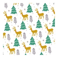 Doos voor snoep of cupcakes met rendieren en bomen van 17,5 x 17,5 x 8,5 cm