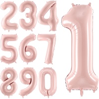 Babyroze nummerballon van 72 cm - Partydeco - 1 stuk