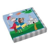 Servetten van de ridder 16,5 x 16,5 cm - 20 stuks