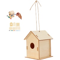 Vogelhuisje van hout met verf