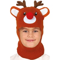 Rendierhoed met wol-effect inclusief neus en hoorns