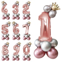 Ballonboeket met roze kroon - 1 stuk