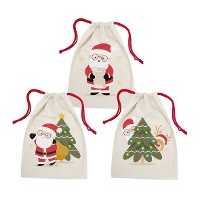 Geschenkzak van 34 x 25 x 1 cm met vrolijke Kerstman - 1 stuk