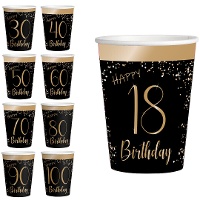 Elegant Gold nummerbekers van 250 ml - 8 stuks