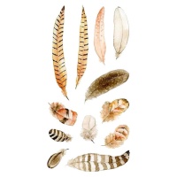 Natuurlijke veren stickers - 12 stuks