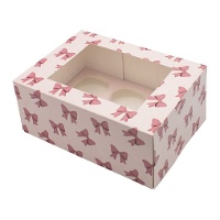 Set van 2 cupcakedozen voor 6 stuks - Roze strikjes
