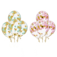 Latex ballonnen met gekleurde confetti 30 cm - Folat - 4 stuks