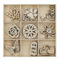 Houten stansfiguren van de lente wereld - 27 stuks