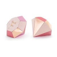 Roze Diamond Box met bericht - PartyDeco - 6 stuks