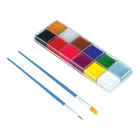 Gezichtsmakeup palet met penselen