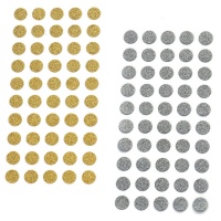 Glitter cirkelvormige stickers van 1,3 cm - 50 stuks