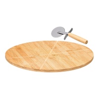 Bamboe pizzabord 35 cm met pizzasnijder